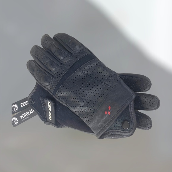 BRP Can-Am Spyder Black Leather Respirator Gloves Women's Size S/P - Picture 10 of 10